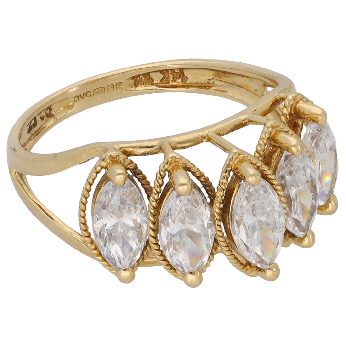 14ct Gold Cubic Zirconia Half Eternity Ring Size L