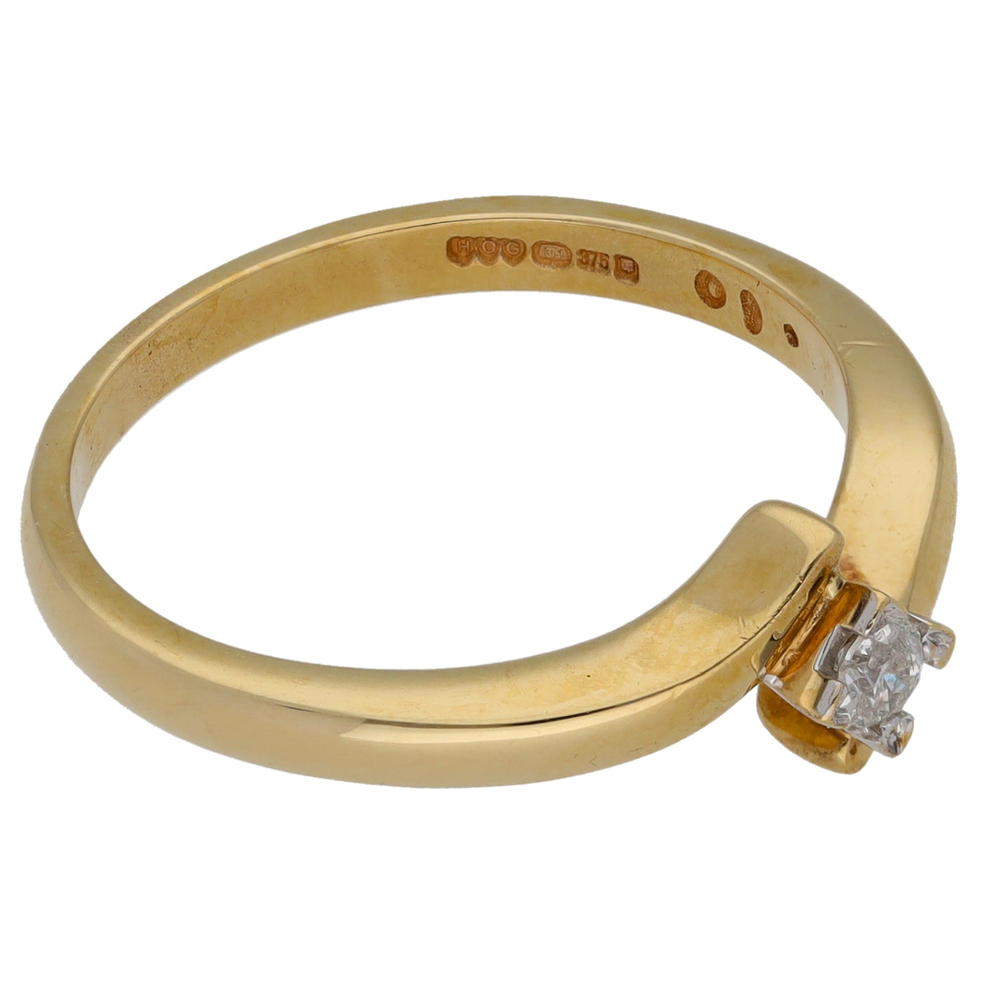 9ct Gold 0.10ct Diamond Solitaire Ring Size P