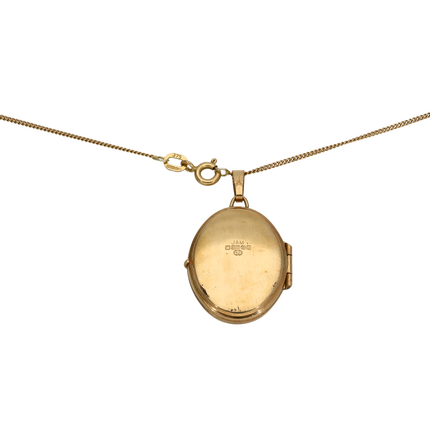 9ct Gold Patterned Locket Pendant With Chain