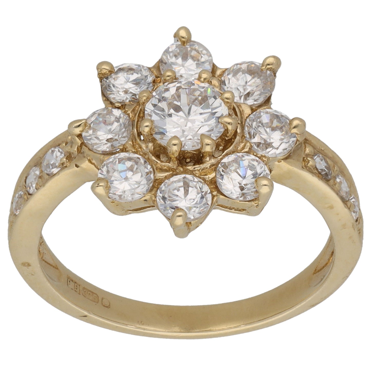 9ct Gold Cubic Zirconia Dress/Cocktail Ring Size P