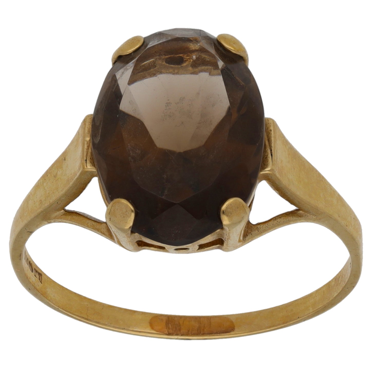 9ct Gold Smoky Quartz Single Stone Ring Size R