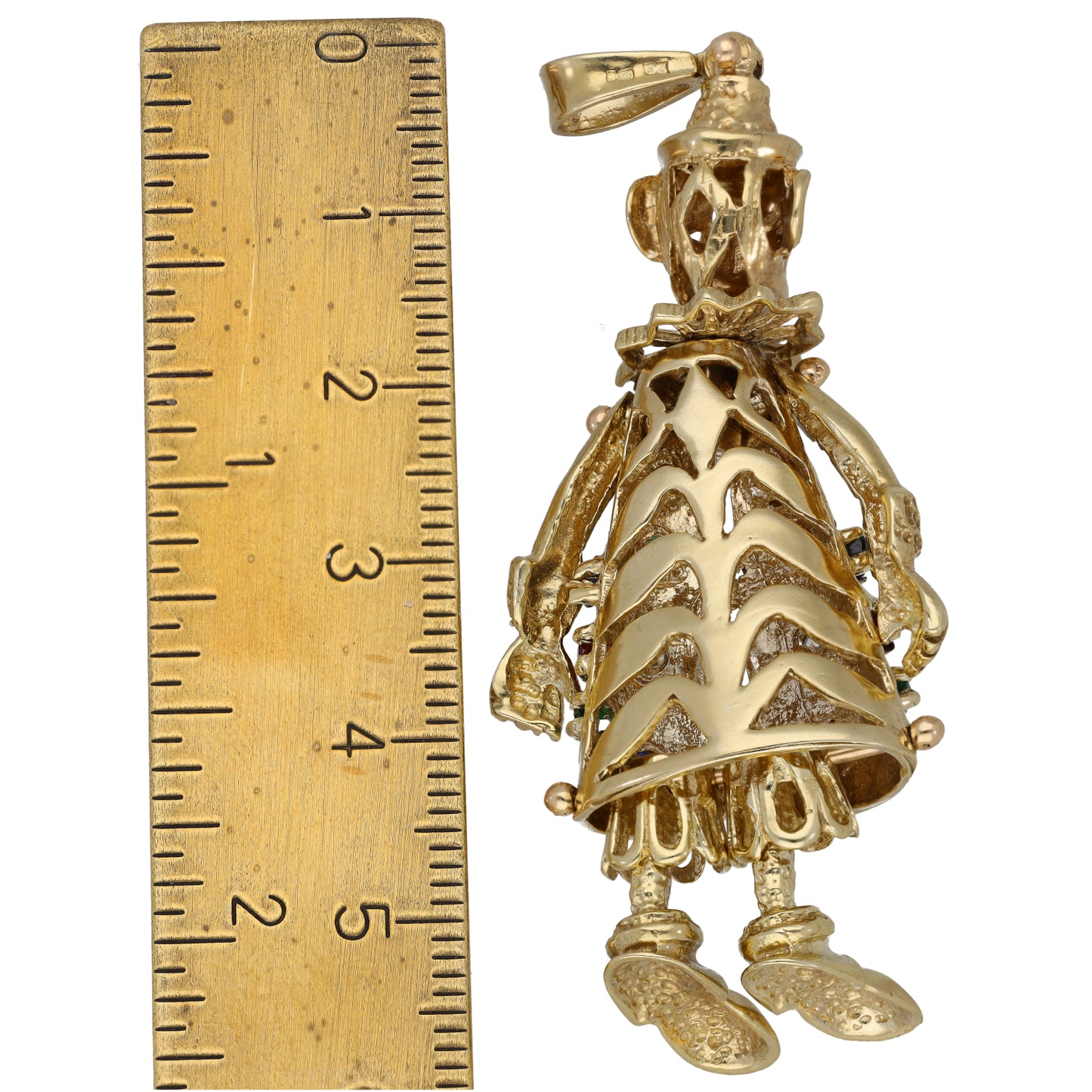 9ct Gold Ruby, Emerald, Sapphire & Cubic Zirconia Clown Pendant