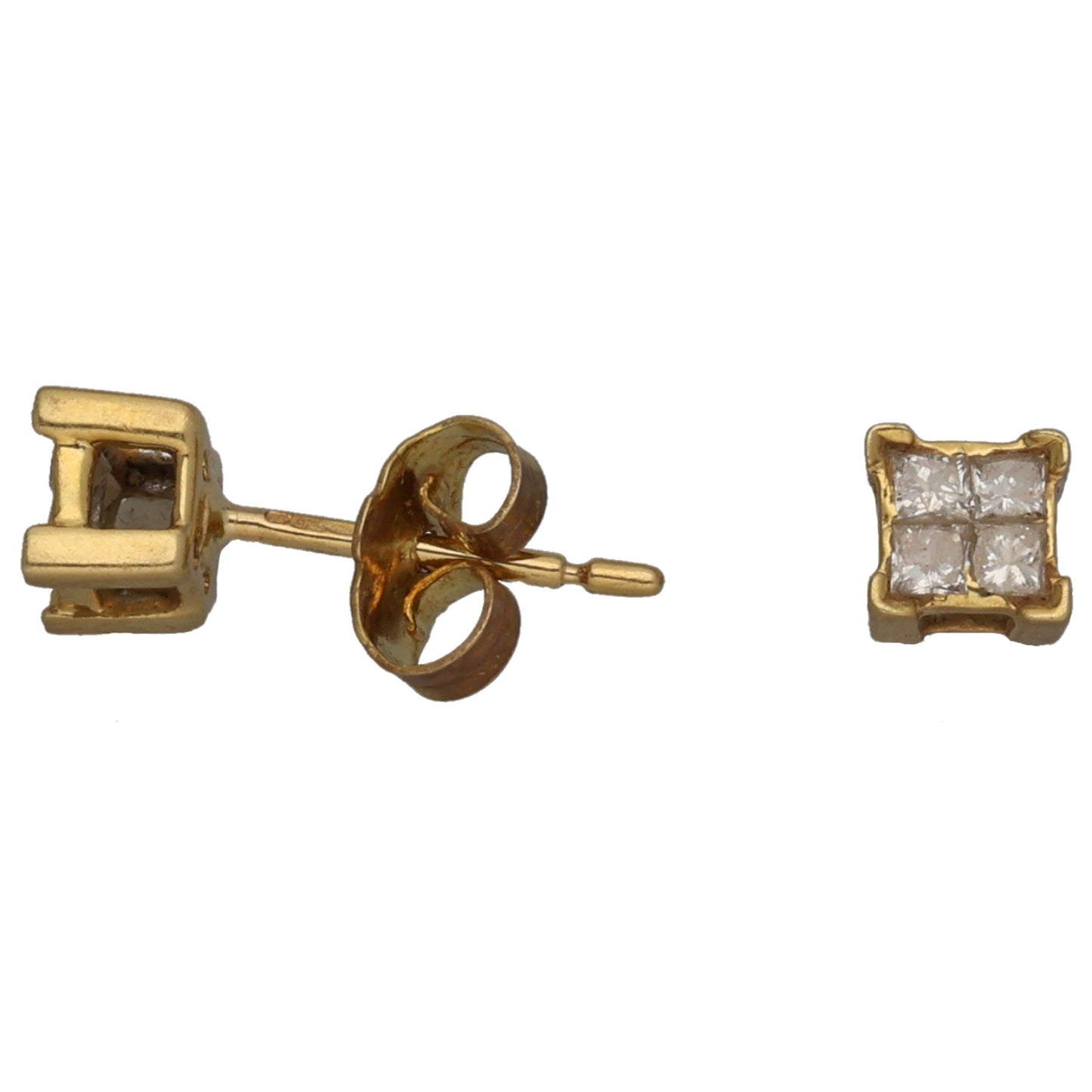 18ct Gold 0.40ct Square Diamond Stud Earrings