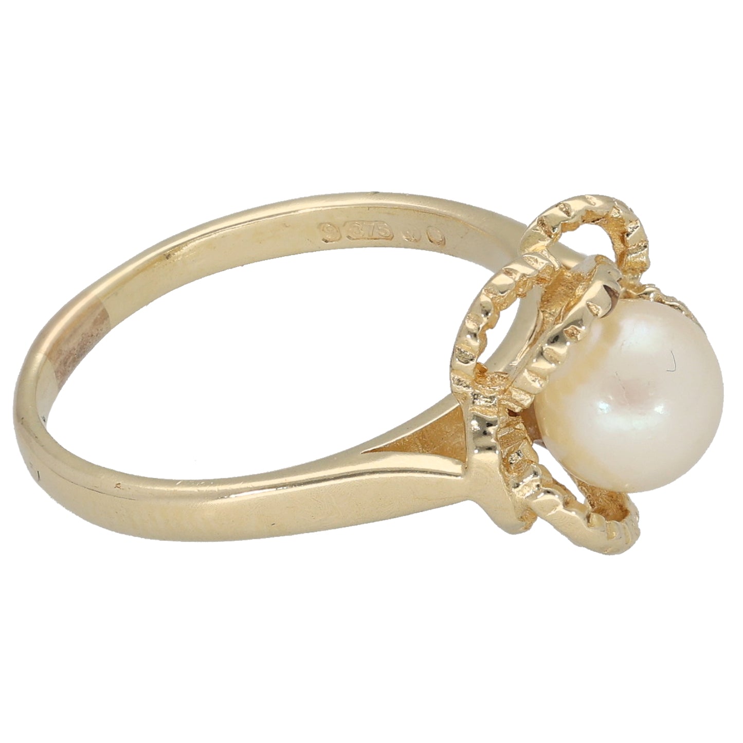 9ct Gold Cultured Pearl Single Stone Ring Size K