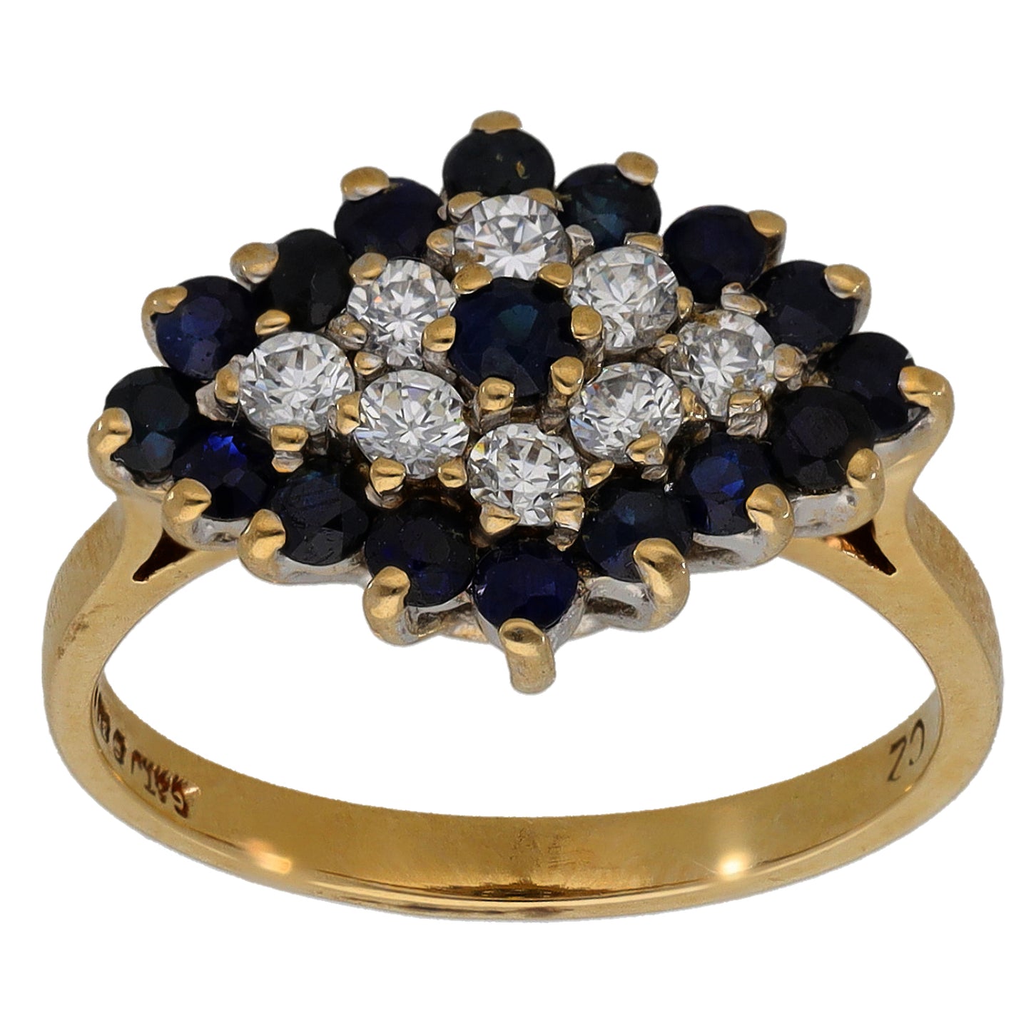 9ct Gold Sapphire & Cubic Zirconia Dress/Cocktail Ring Size L