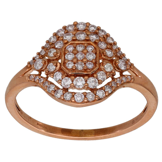 9ct Rose Gold 0.865ct Diamond Cluster Ring Size S