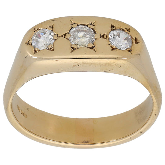 9ct Gold Cubic Zirconia Three Stone Ring Size W