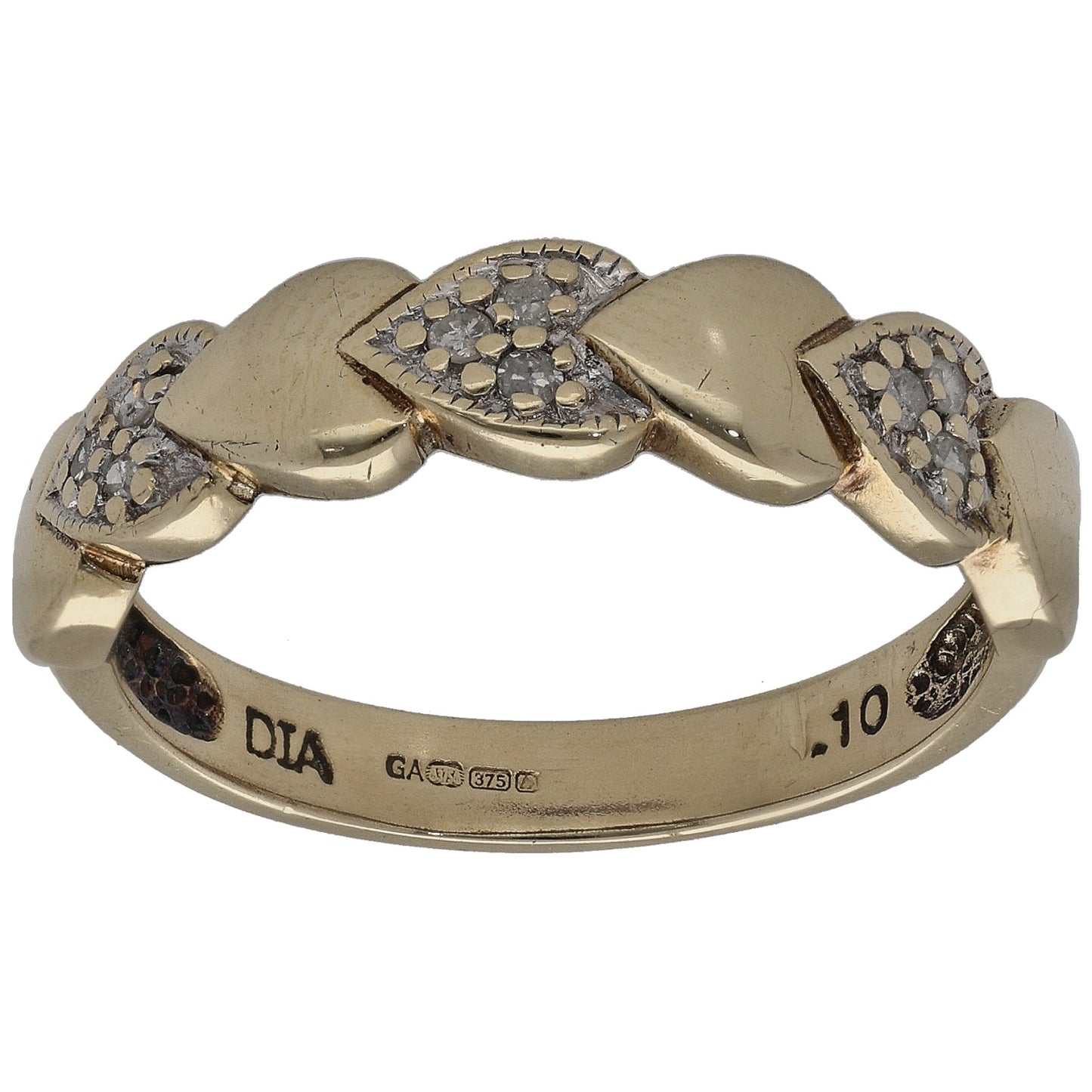 9ct Gold 0.045ct Diamond Dress/Cocktail Ring Size O