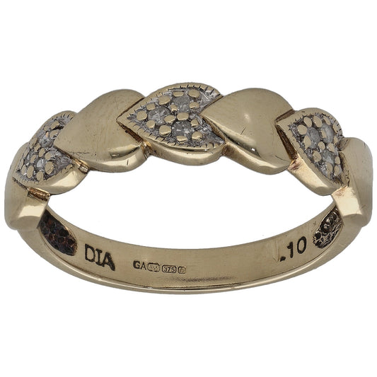 9ct Gold 0.045ct Diamond Dress/Cocktail Ring Size O