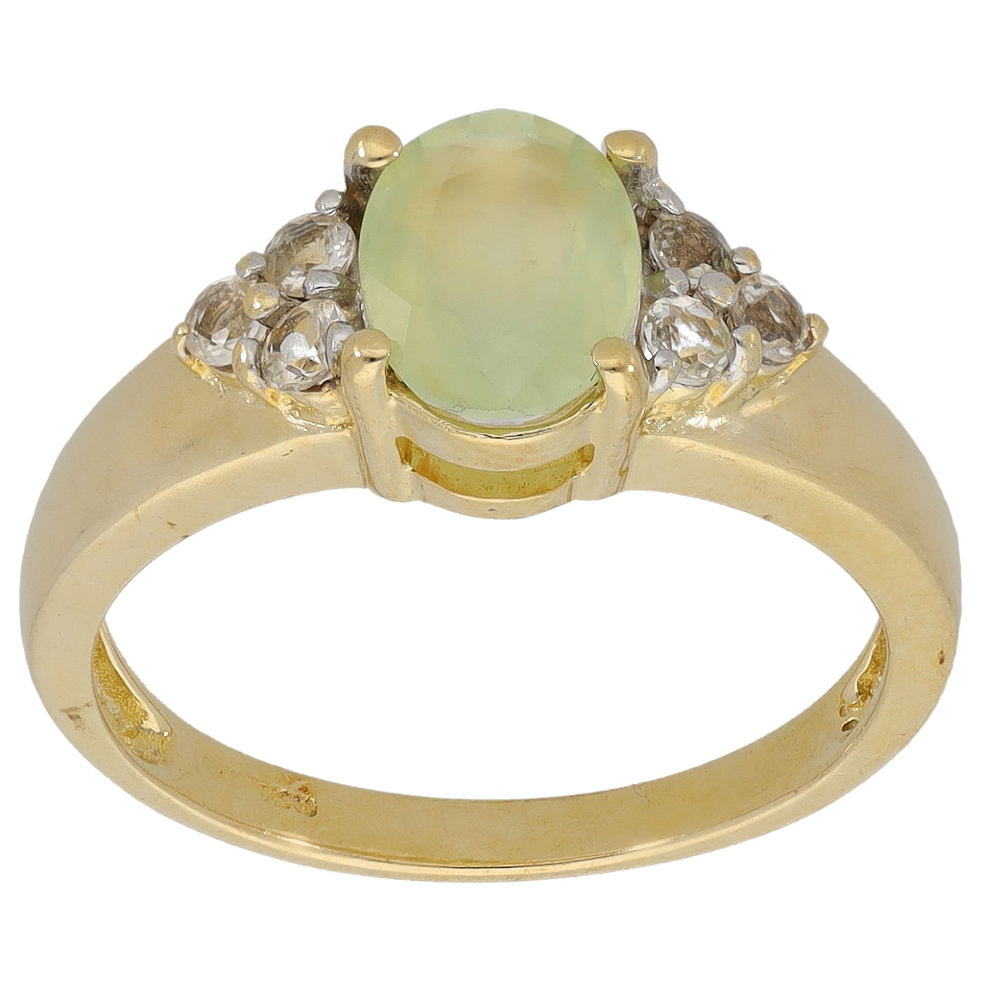 9ct Gold Quartz & Prehnite Dress/Cocktail Ring Size N