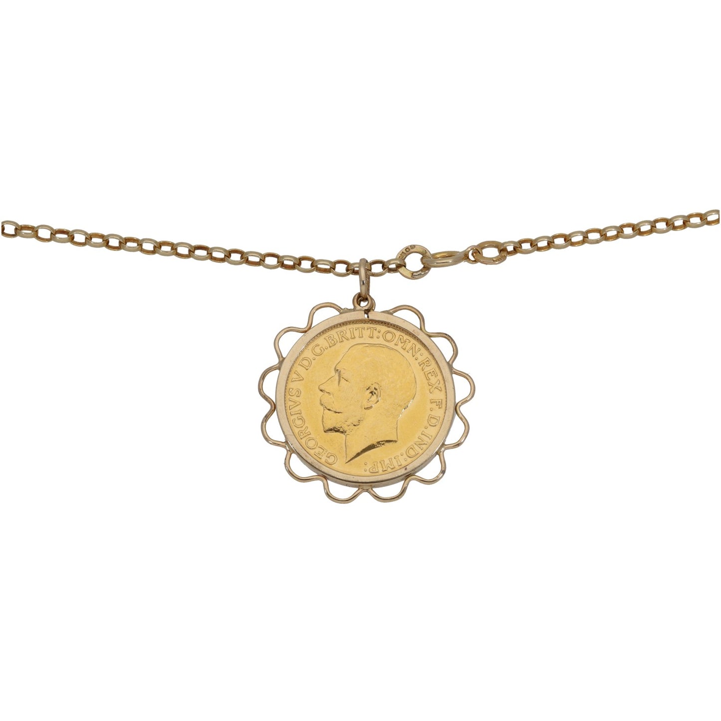 9ct Gold Full Sovereign Coin Pendant With Chain