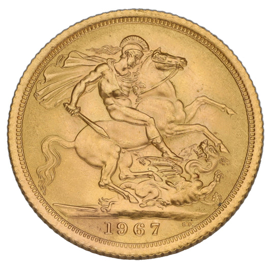 22ct Gold Queen Elizabeth II Full Sovereign Coin 1967