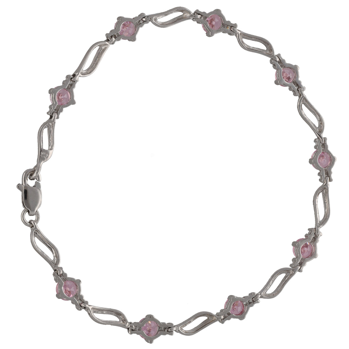 9ct White Gold Cubic Zirconia Fancy Stone Set Bracelet