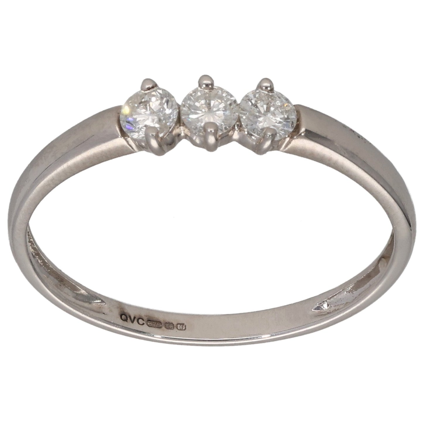 9ct White Gold 0.30ct Diamond Trilogy Ring Size R