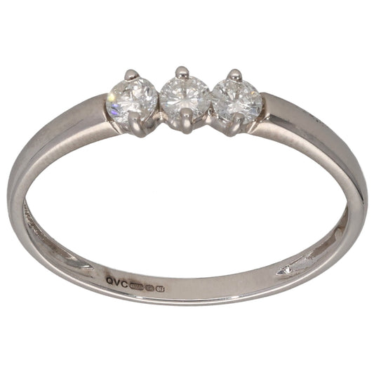 9ct White Gold 0.30ct Diamond Trilogy Ring Size R