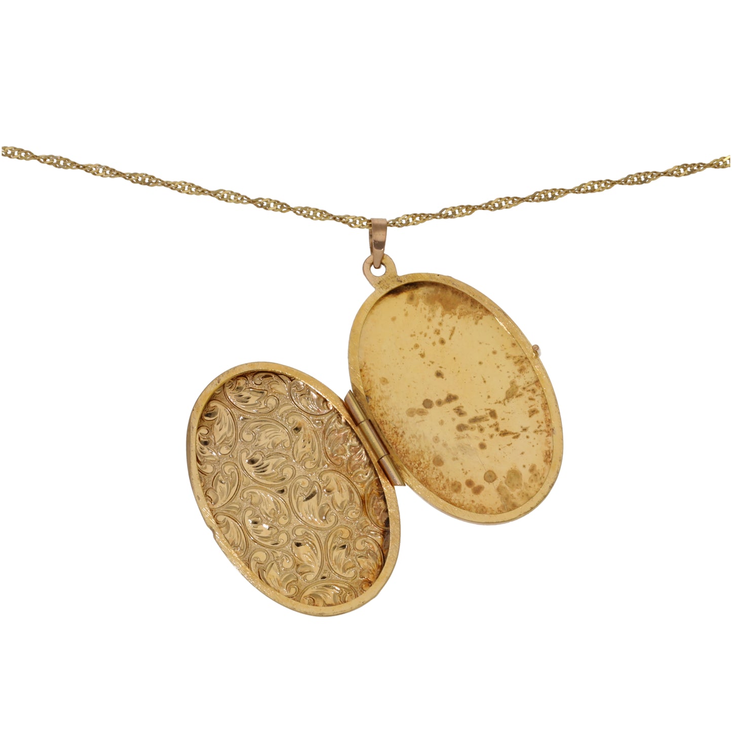 9ct Gold Patterned Locket Pendant With Chain