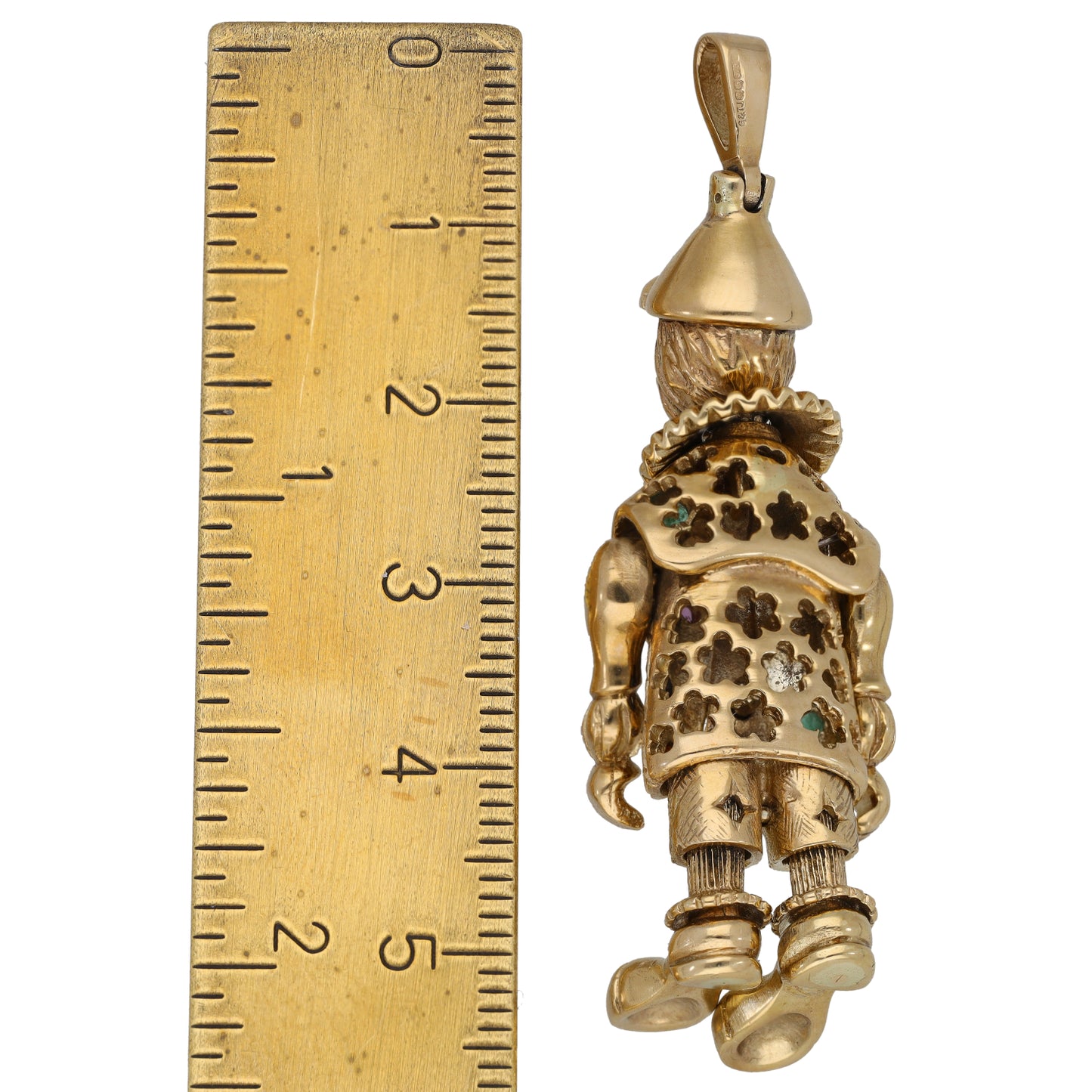 9ct Gold Sapphire, Emerald, Ruby & Cubic Zirconia Clown Pendant