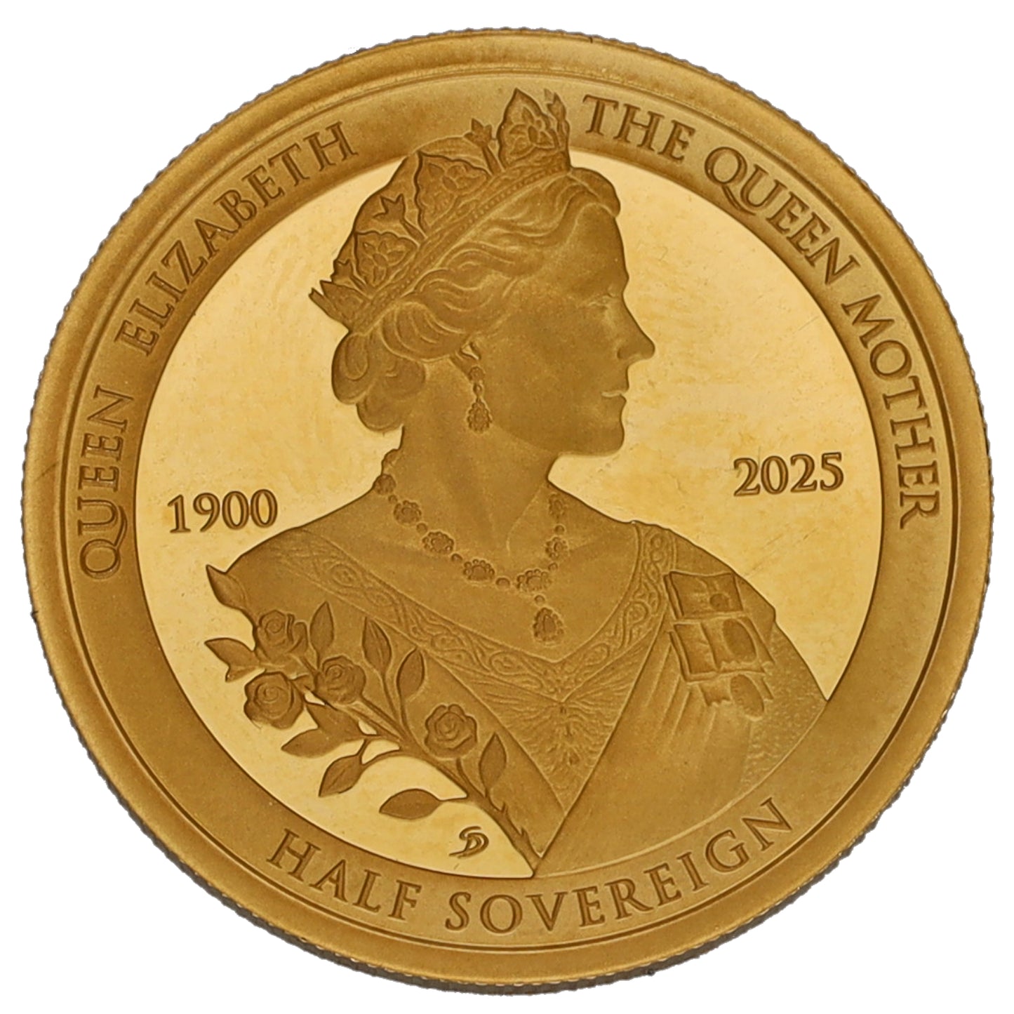 22ct Gold Queen Elizabeth The Queen Mother Half Sovereign Coin 2025