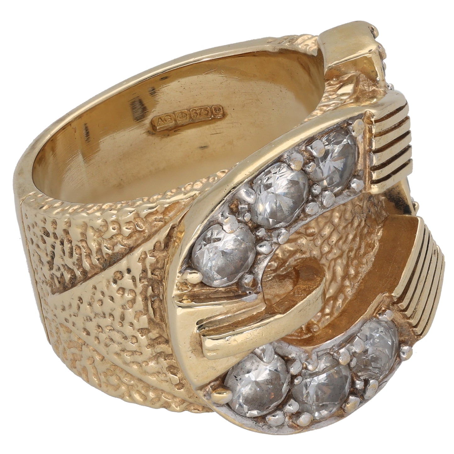9ct Gold Cubic Zirconia Buckle Ring Size W
