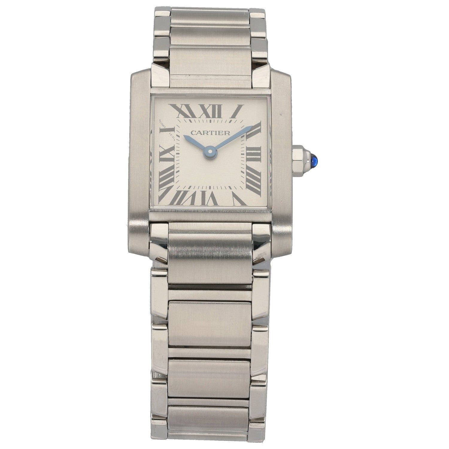Cartier Tank Francaise W51008Q3 stainless steel watch, Roman numeral dial, link bracelet