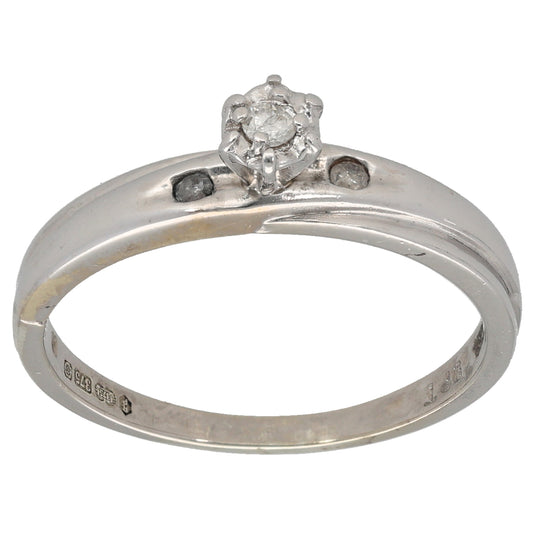 9ct White Gold 0.09ct Diamond Trilogy Ring Size R