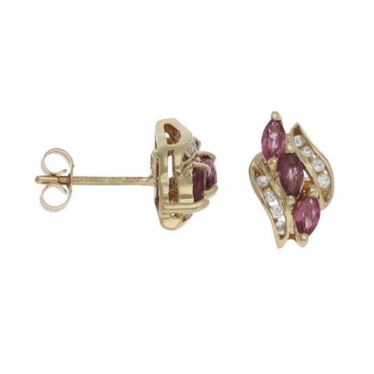 9ct Gold Ruby & Imitation Dress/Cocktail Earrings