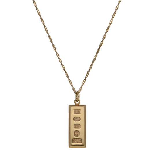 9ct Gold Ingot Pendant With Chain