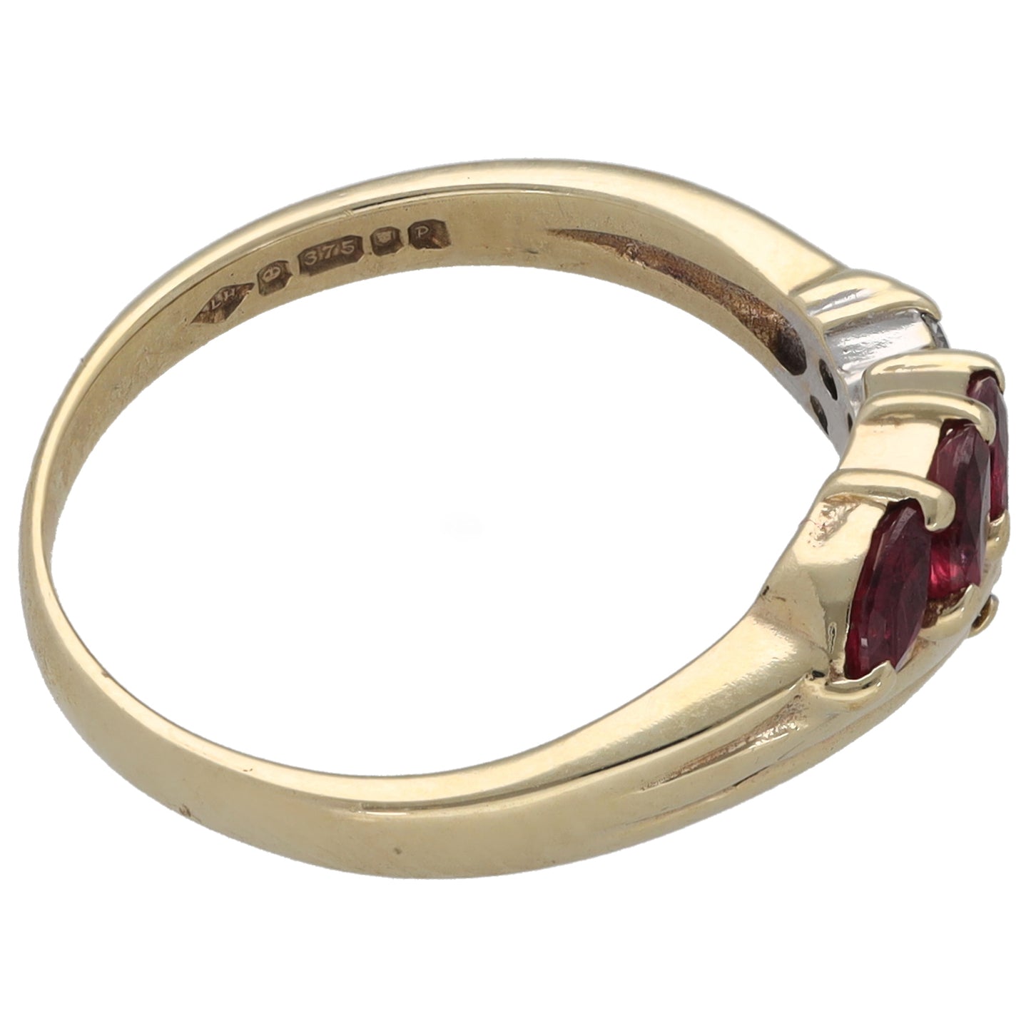 9ct Gold Ruby & 0.14ct Diamond Dress/Cocktail Ring Size L