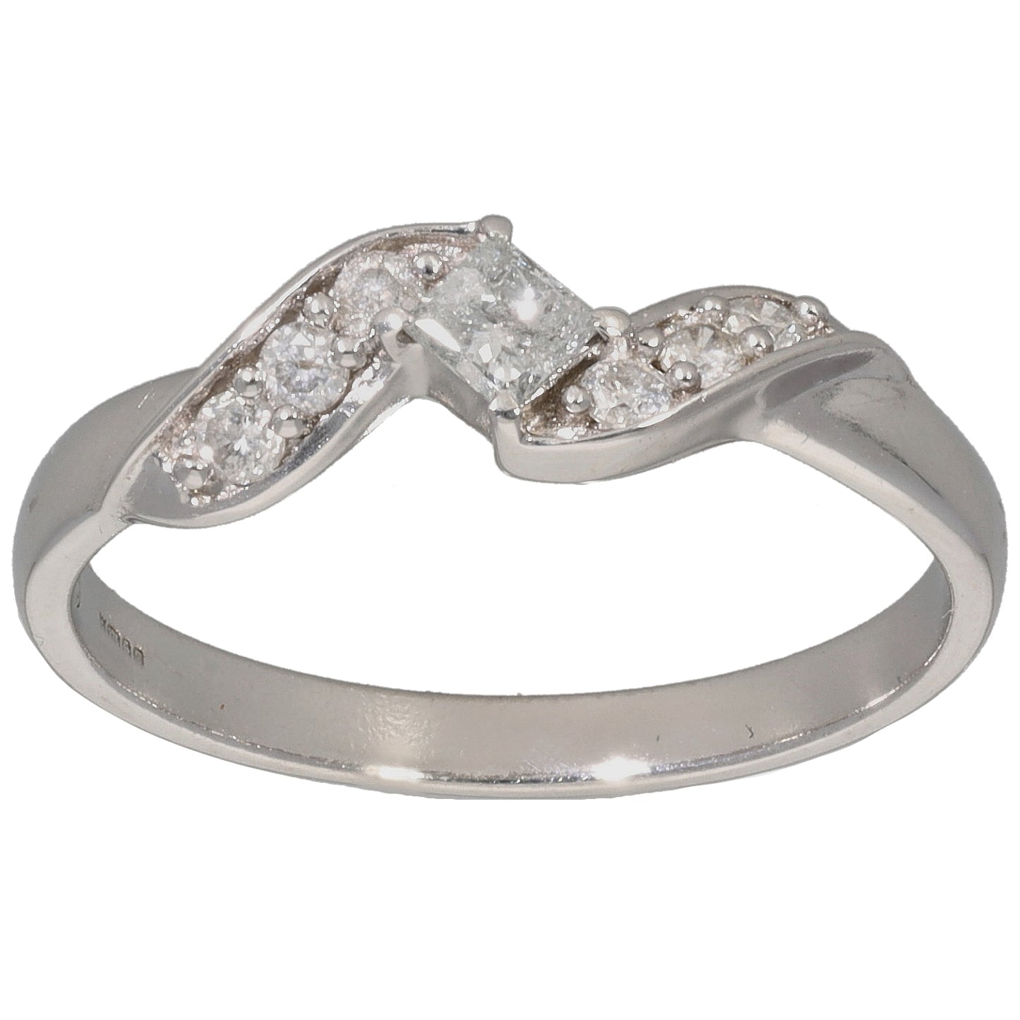 9ct White Gold 0.17ct Diamond Half Eternity Ring Size L