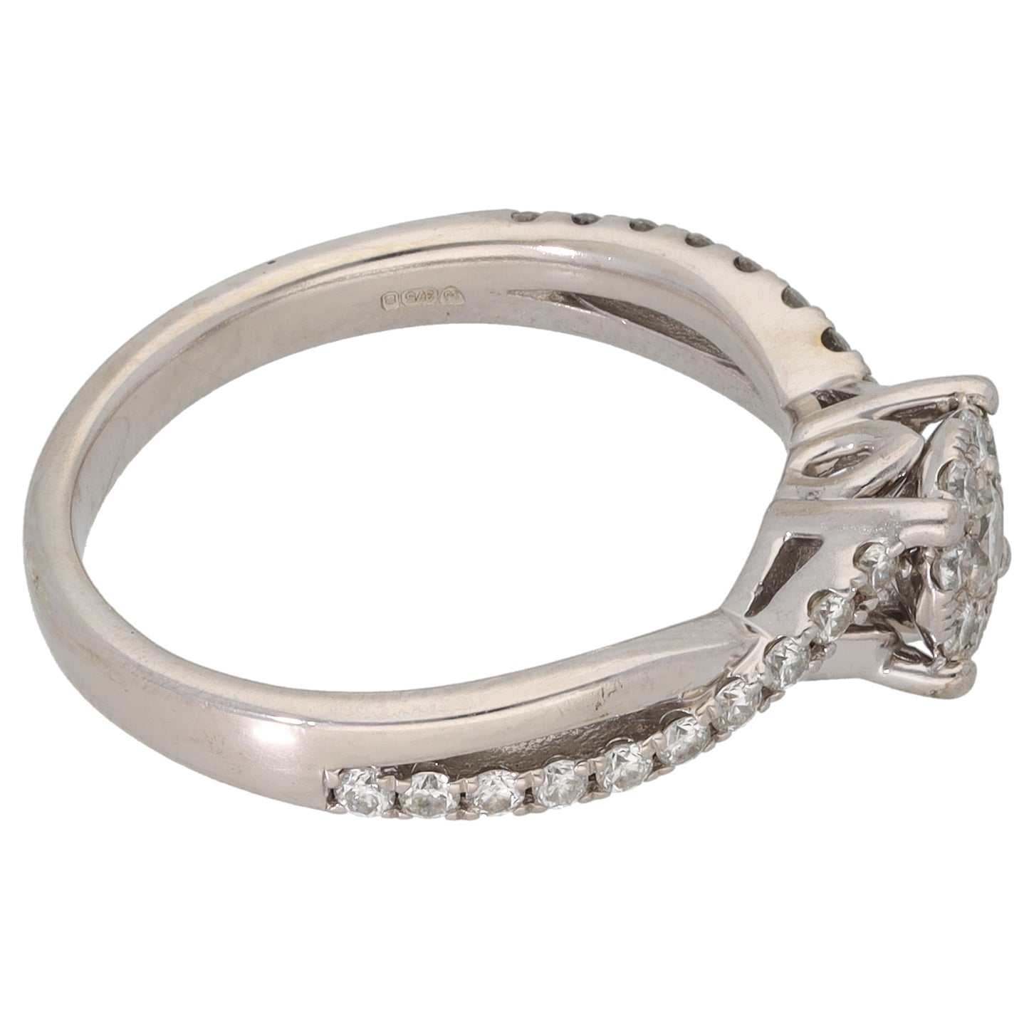 9ct White Gold 0.51ct Diamond Dress/Cocktail Ring Size O