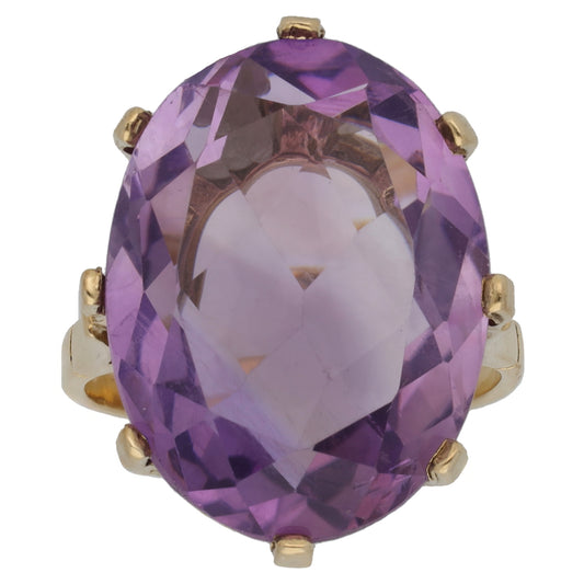 9ct Gold Amethyst Single Stone Ring Size L