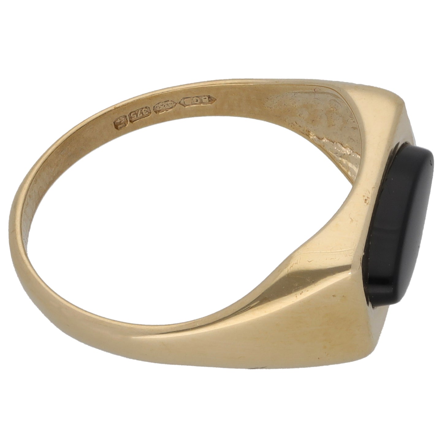 9ct Gold Onyx Plain Single Stone Signet Ring Size O