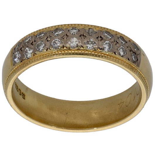 18ct Gold 0.27ct Diamond Patterned Wedding Ring Size L