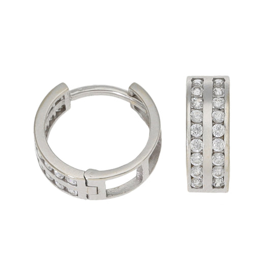 18ct White Gold Cubic Zirconia Hoop Earrings
