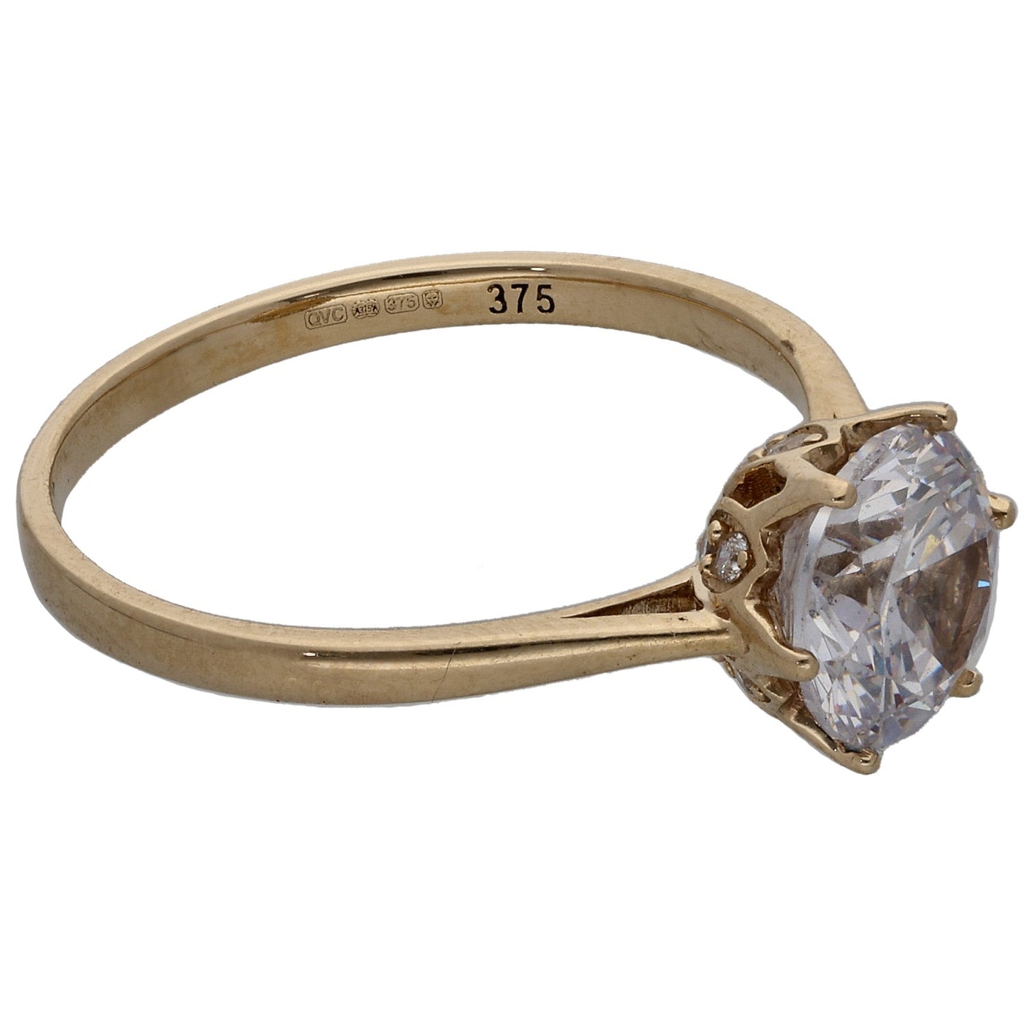 9ct Gold Cubic Zirconia Single Stone Ring Size R