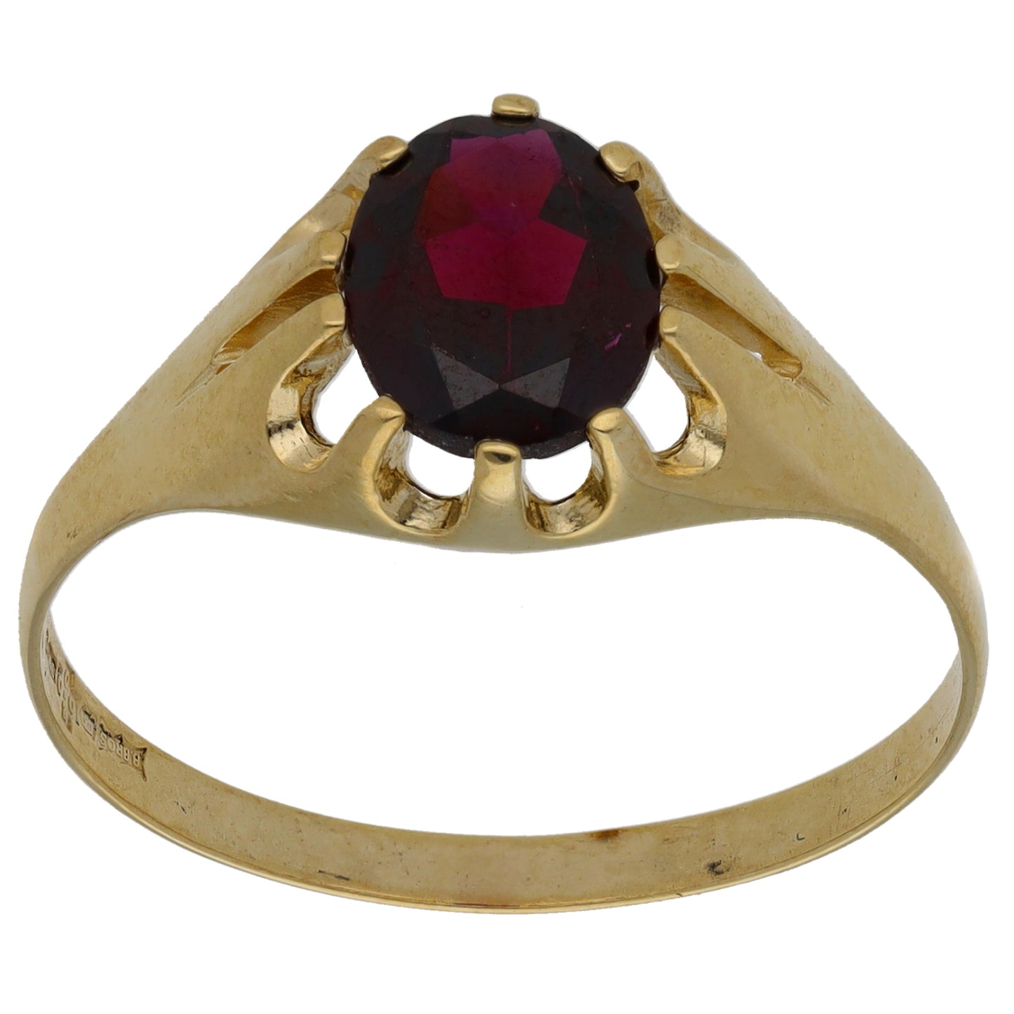9ct Gold Garnet Single Stone Ring Size X