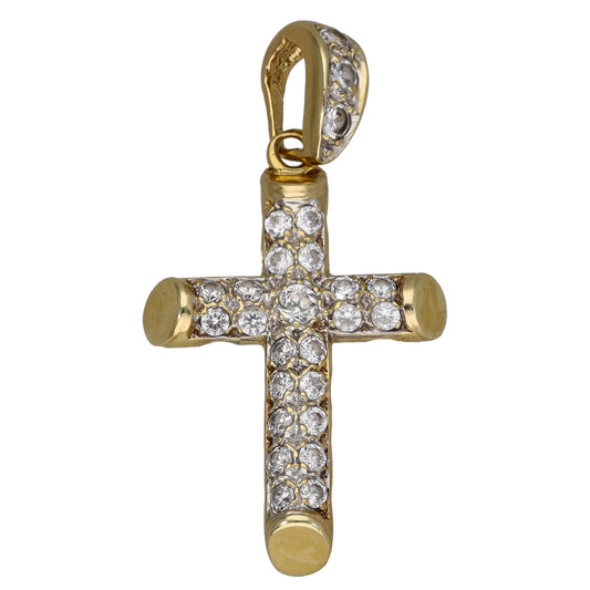 9ct Gold Cubic Zirconia Cross Pendant