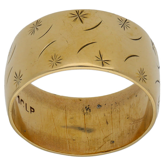 9ct Gold Patterned Wedding Ring Size N