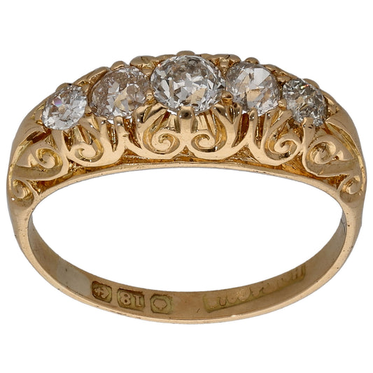 18ct Gold 0.54ct Diamond Half Eternity Ring Size M