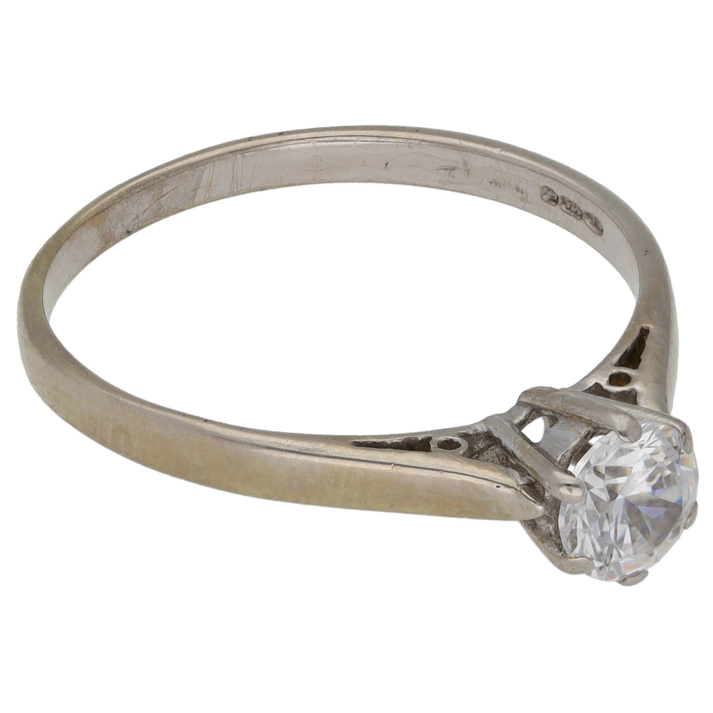 9ct White Gold Cubic Zirconia Single Stone Ring Size R