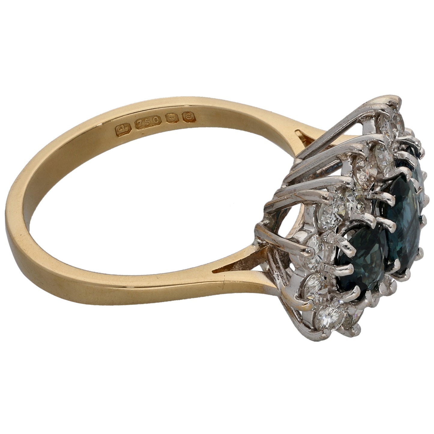 18ct Gold 0.64ct Diamond & Sapphire Dress/Cocktail Ring Size N