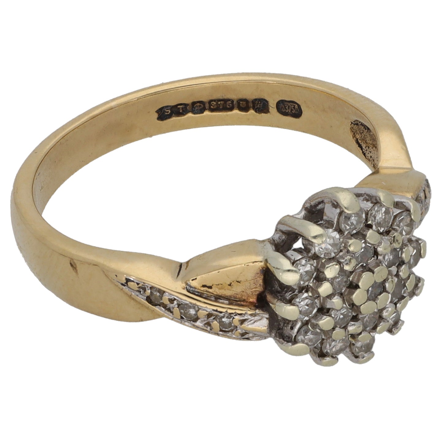 9ct Gold 0.22ct Diamond Cluster Ring Size K