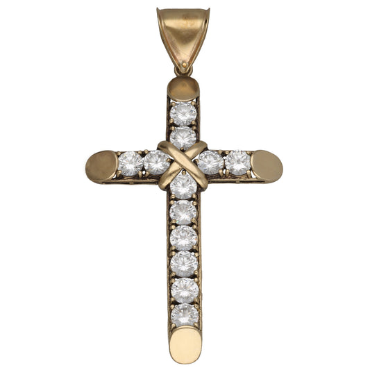 9ct Gold Cubic Zirconia Cross Pendant