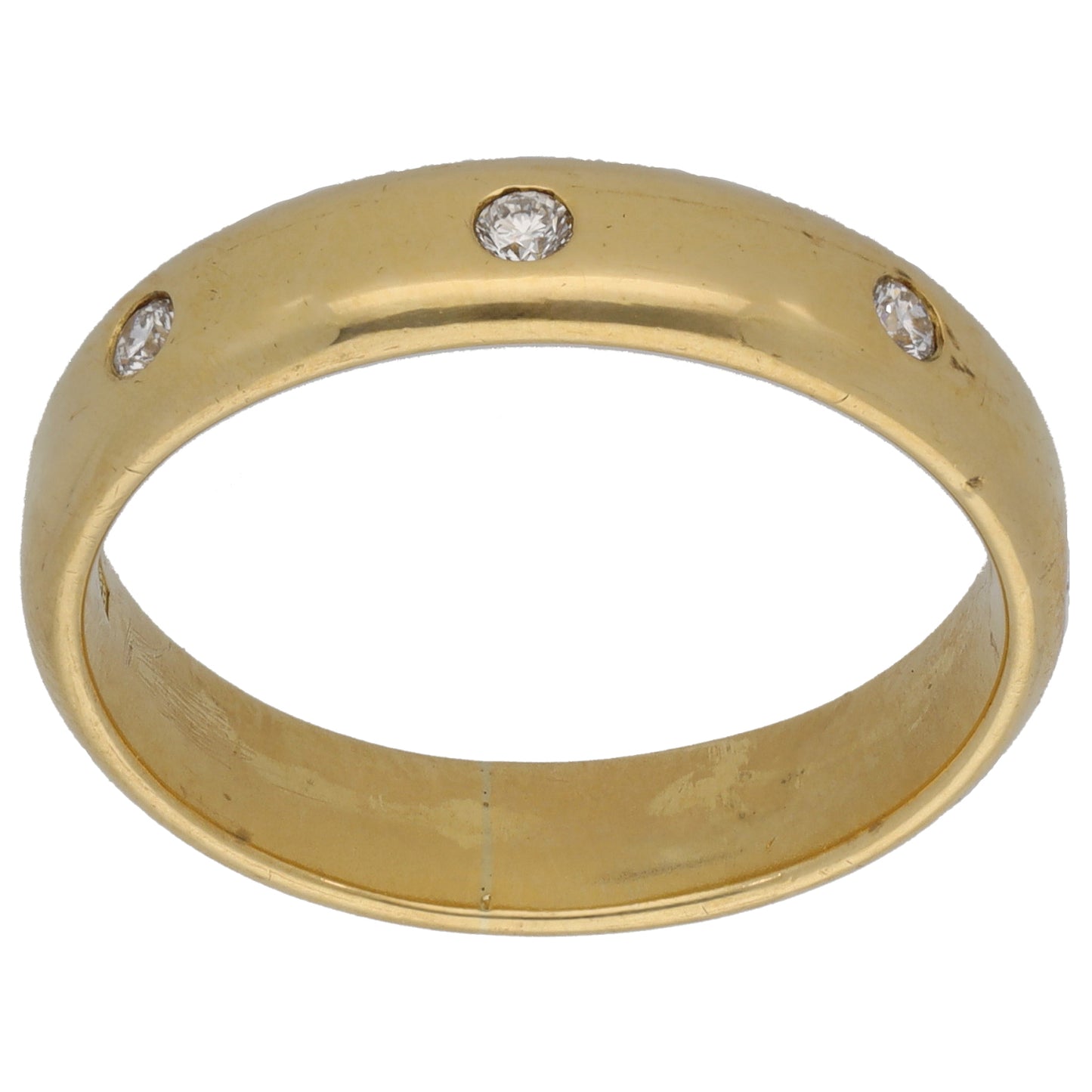 18ct Gold 0.16ct Diamond Plain Wedding Ring Size T