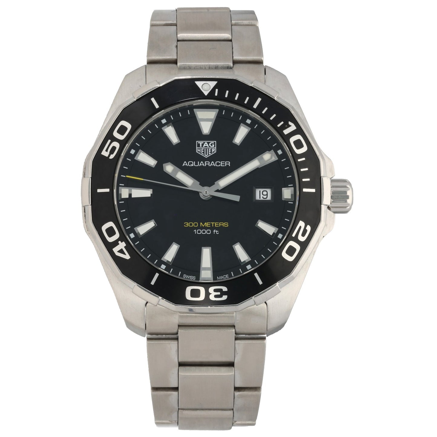Tag Heuer Aquaracer WAY101A, black dial, stainless steel, link bracelet