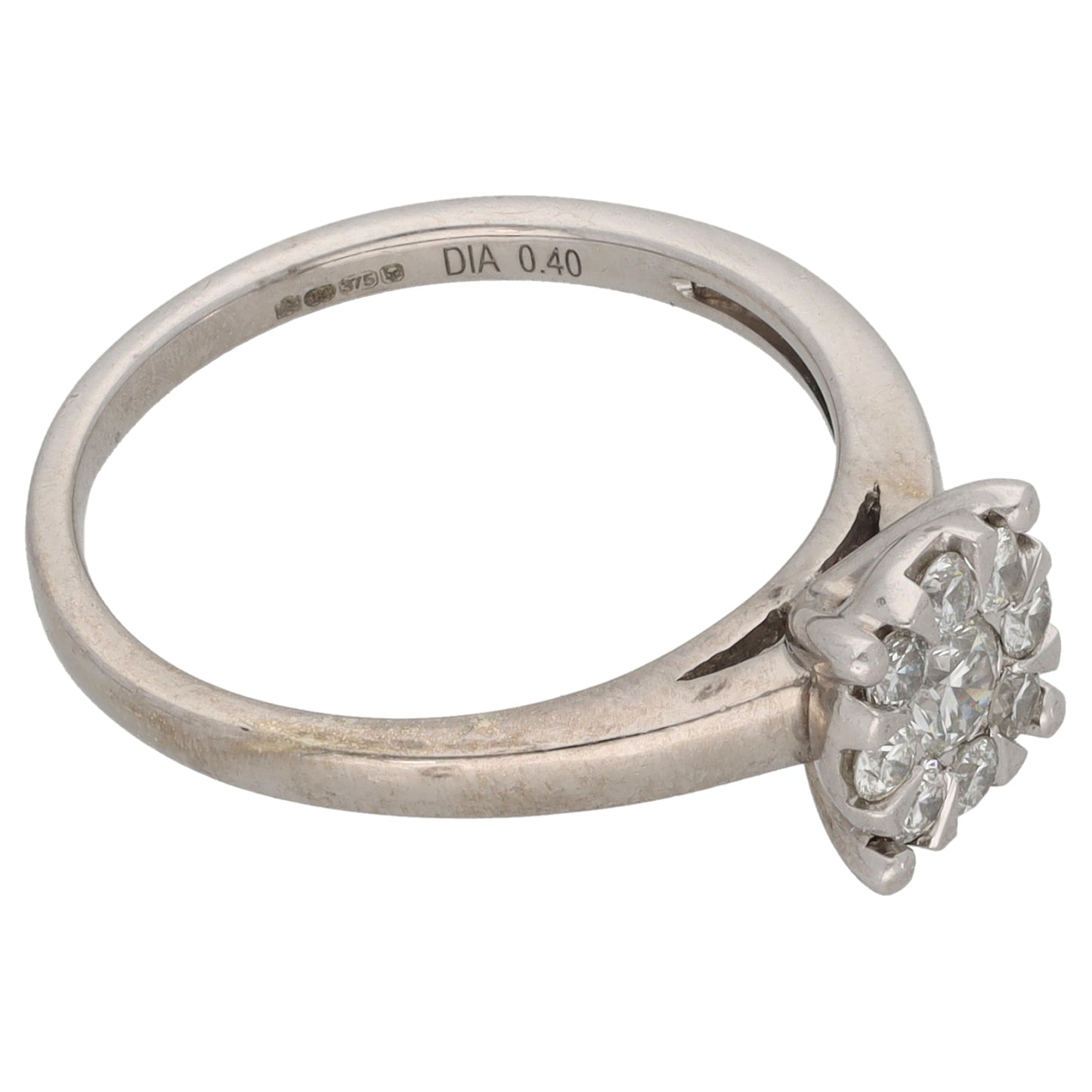 9ct White Gold 0.40ct Diamond Cluster Ring Size M