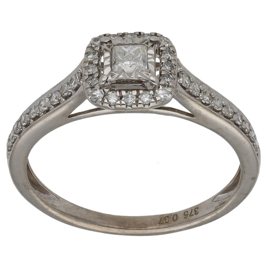 9ct White Gold 0.36ct Diamond Dress/Cocktail Ring Size N