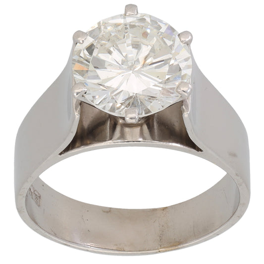 18ct White Gold 3.70ct Diamond Solitaire Ring Size P