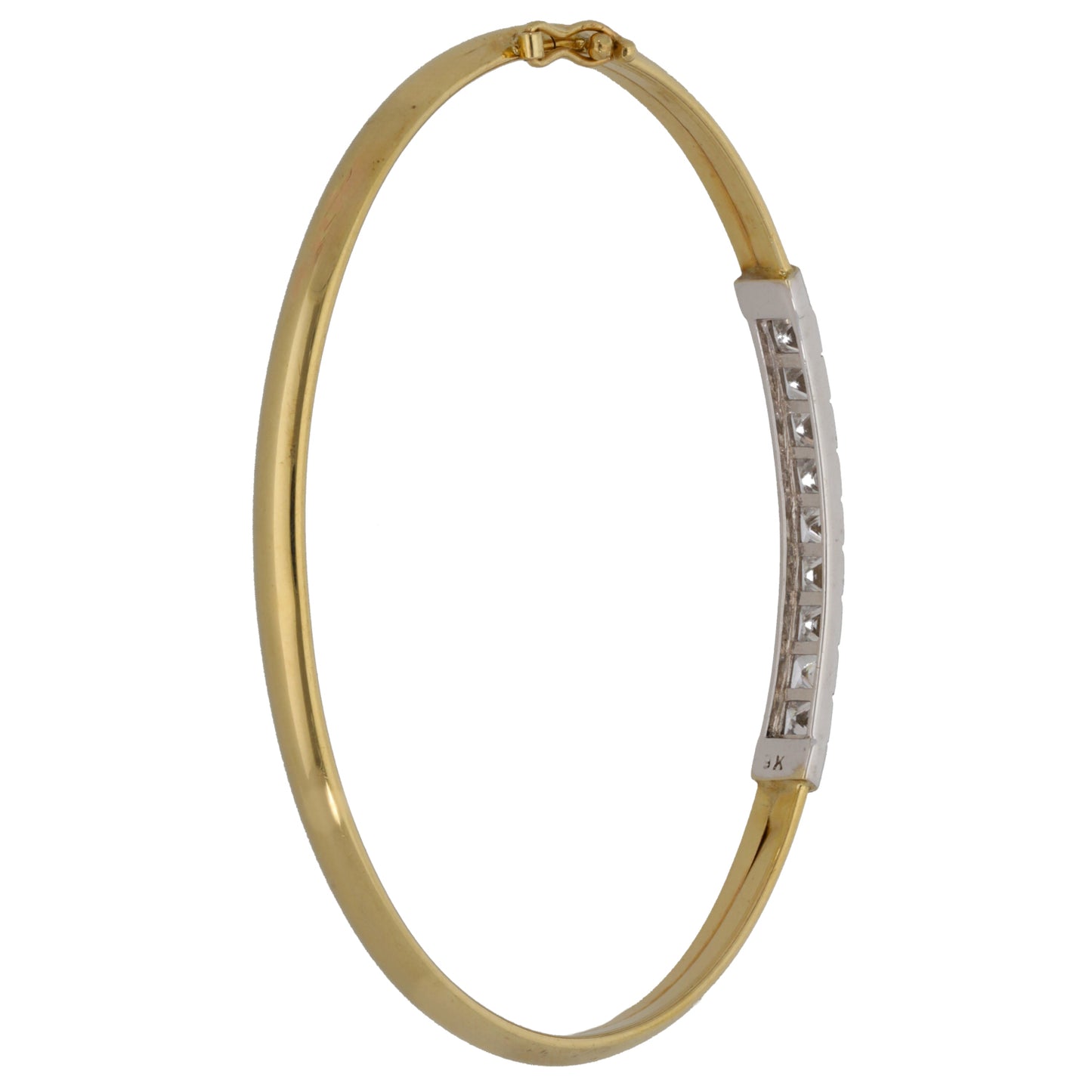 9ct Gold Cubic Zirconia Hinged/Clasp Bangle