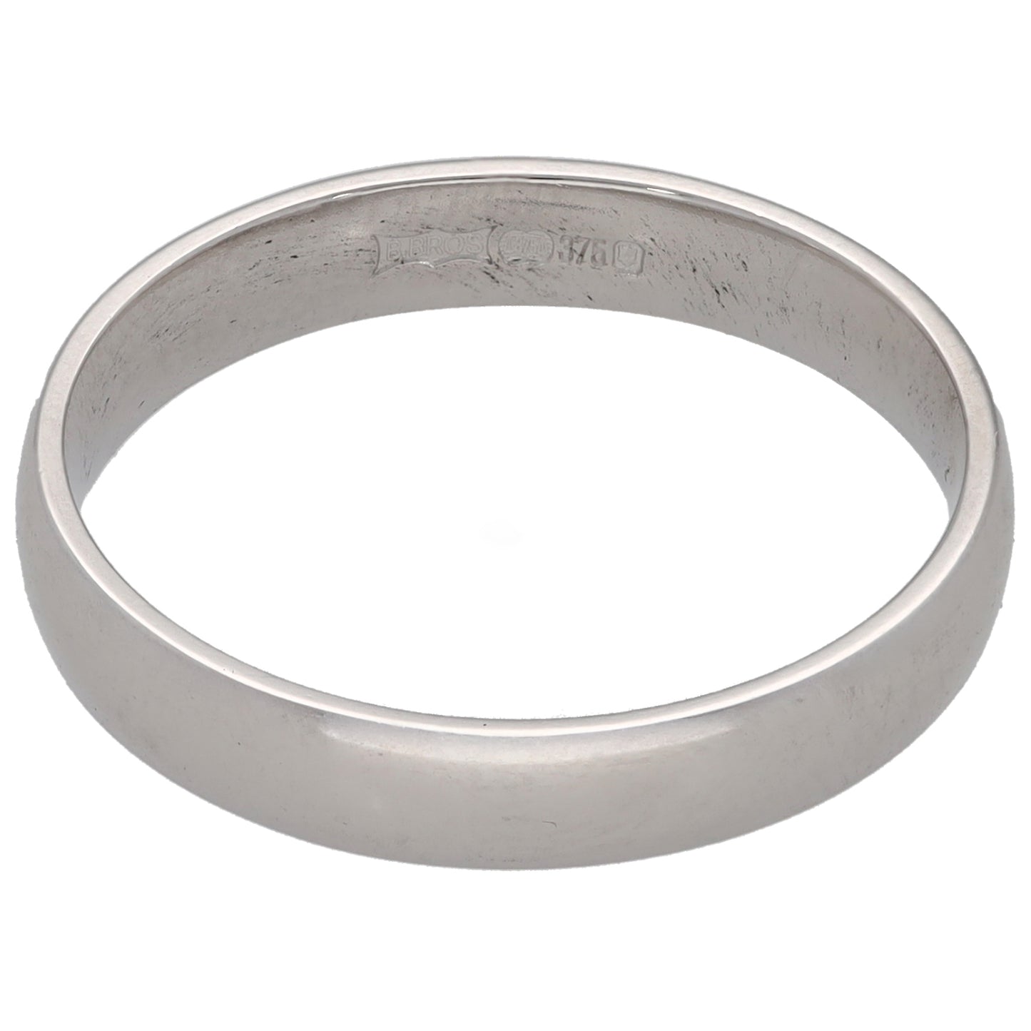 9ct White Gold Plain Wedding Ring Size R